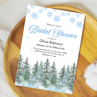 Invitation Arbres de pin d'hiver Flocons de neige Baby Shower