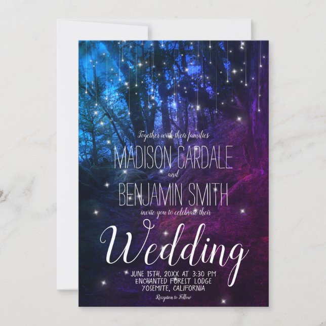 Invitation Arbres forestiers enchantés Fairy Lights Mariage (Devant)