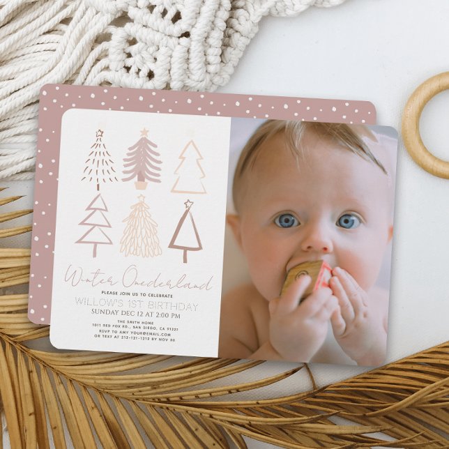 Invitation Arbres Hiver Onederland 1er Anniversaire Photo (Créateur téléchargé)
