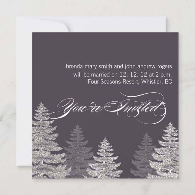 Invitation Arbres modernes gris d'invitations de mariage (Devant)