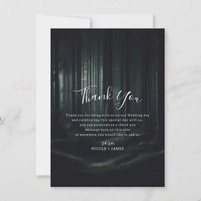 Invitation Arbres Moody foncé Twilight Mariage (Devant)