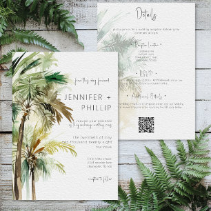 Invitation Arbres Palmiers Tropicaux Mariage Moderne Recto-Ve