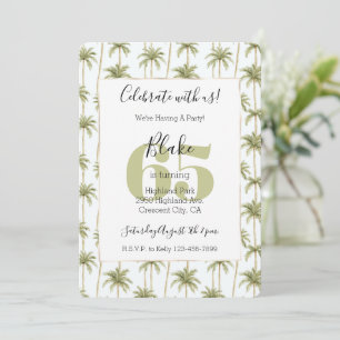 Invitation Arbres Palmiers Tropicaux Verts 65e Anniversaire