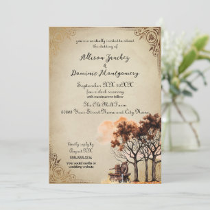 Invitation Arbres rustiques Romantique Mariage d'automne