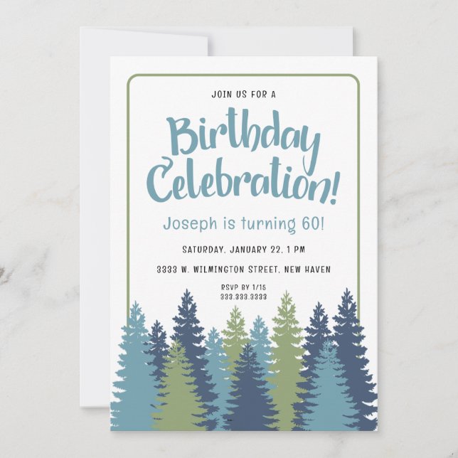 Invitation Arbres Rustiques Thème Nature Anniversaire Invitat (Devant)