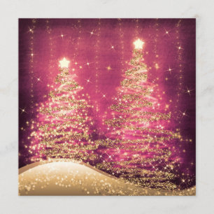 Invitation Arbres scintillants de Noël élégants Rose