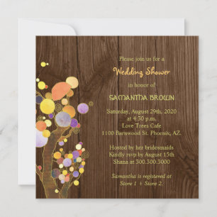 Invitation Arbres sur Wedding shower de grain de bois rustiqu