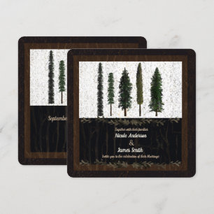 Invitation Arbres verts de forêt Mariage boisé rustique