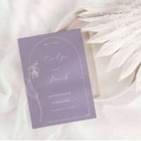 Arc à fleurs Line Art Lavender Enregistrer la date