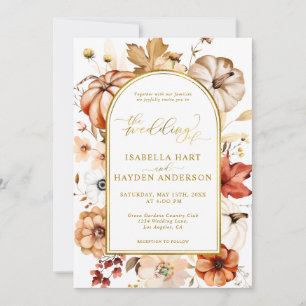 Invitation Arc à huile d'or Chute Citrouille Floral Mariage r