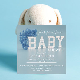 Invitation Arc bleu moderne Balloon Bébé Garçon Douche