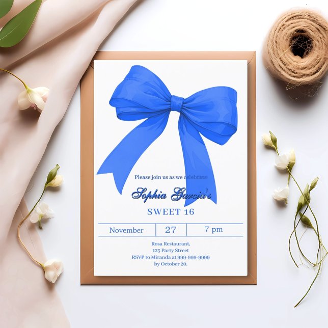 Invitation Arc bleu royal blanc SWEET 16 (Créateur téléchargé)