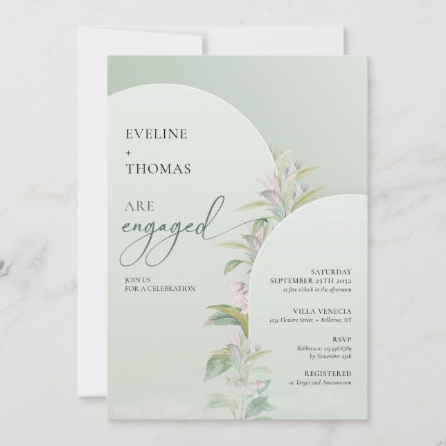 Invitation Arc boho moderne verdure eucalyptus floral (Devant)