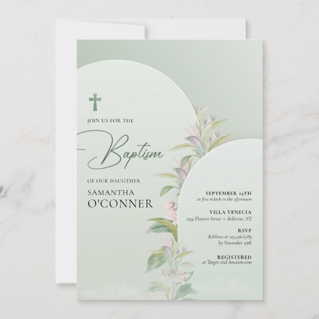 Invitation Arc boho printemps vert eucalyptus floral (Devant)