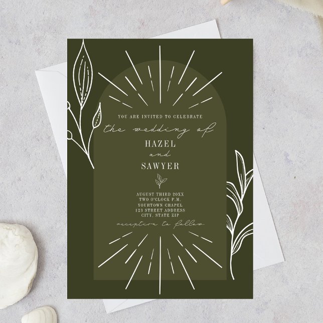 Invitation Arc d'art en ligne Mariage vert botanique (Créateur téléchargé)