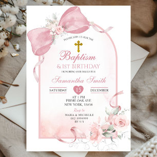 Invitation Arc de cabot rose rousse premier anniversaire et l