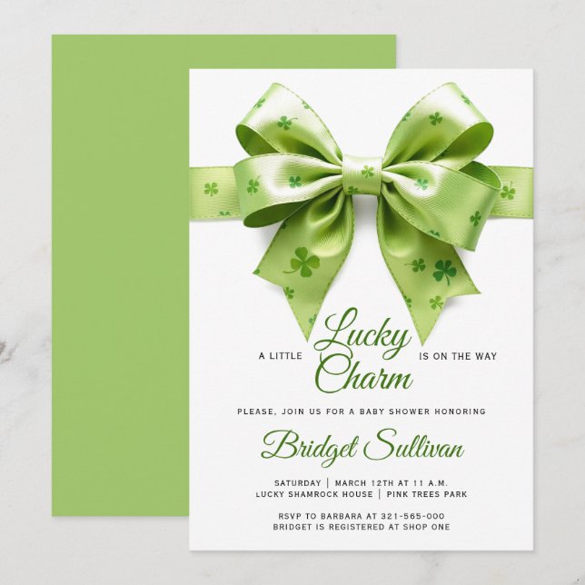 Invitation Arc de charme Lucky St. Patrick's Day baby shower (Devant / Derrière)