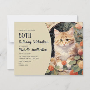 Invitation Arc de chaton jaune blanc 80e anniversaire