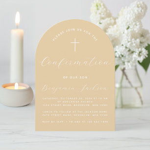 Invitation Arc de confirmation Beige Simple Cross Script Mode