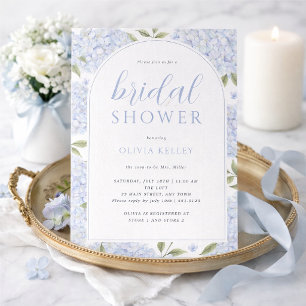 Invitation Arc de Fleurs d'Hortensia Bleu pour Baby Shower