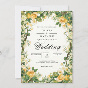 Invitation Arc de fleurs dorées Mariage floral