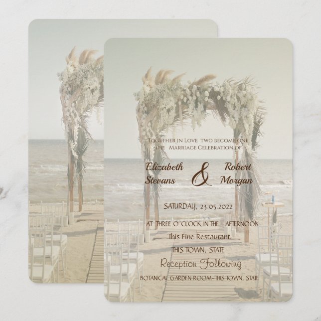 Invitation Arc de mariage de plage (Devant / Derrière)