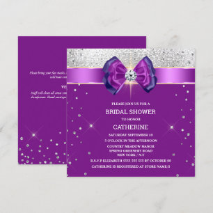 Invitation Arc de parties scintillant violet argent élégant b