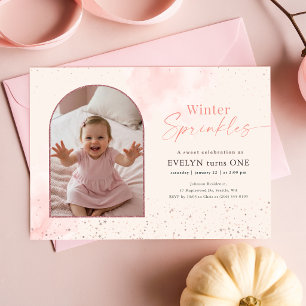 Invitation Arc de premier anniversaire avec poudres d'hiver r