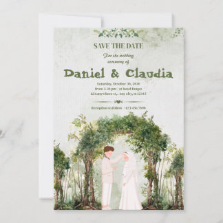 Invitation Arc de verdure sereine pour mariage islamique