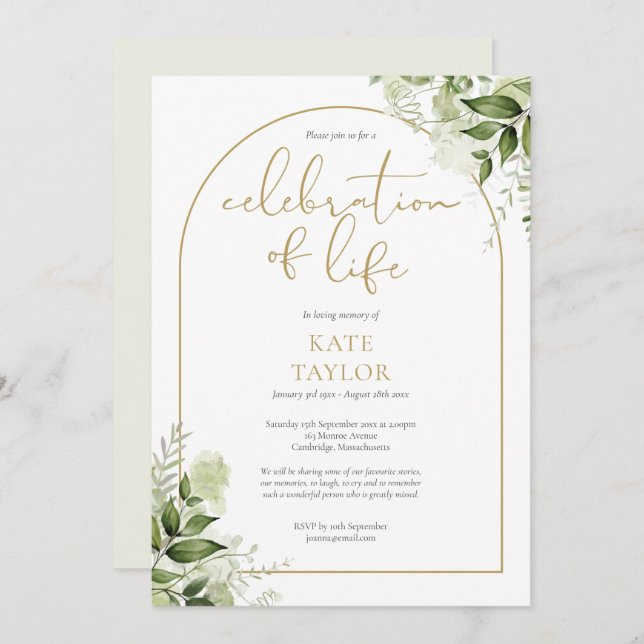 Invitation Arc d'or Fête de la vie funéraire (Devant / Derrière)