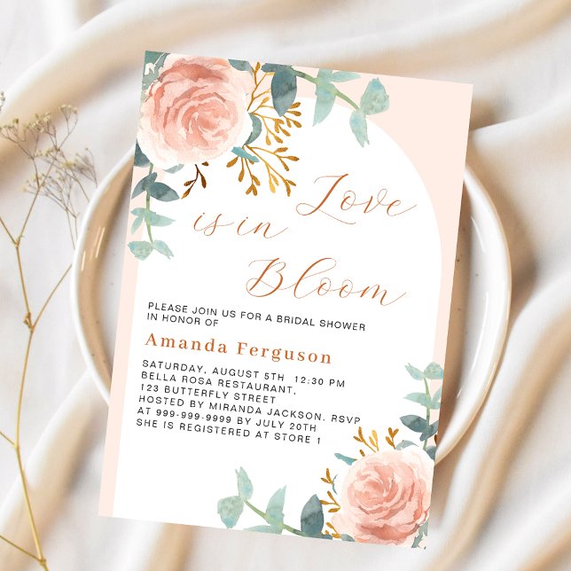 Invitation Arc d'or rose fleuri Amour en Fête des mariées de  (Créateur téléchargé)