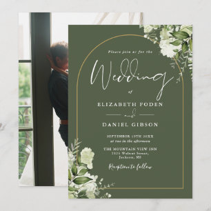 Invitation Arc d'or vert vert photo Mariage vert olive