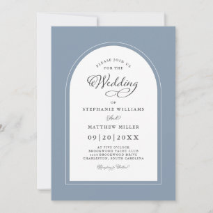 Invitation Arc élégant Moderne Calligraphie Mariage Dusty Blu