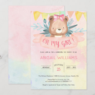 Invitation Arc en arc-en-ciel Aquarelle Baby shower fille our
