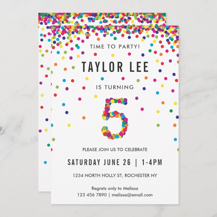 Invitation Arc En Arc En Ciel Fete D Anniversaire De 5 Ans 5 Zazzle Ca