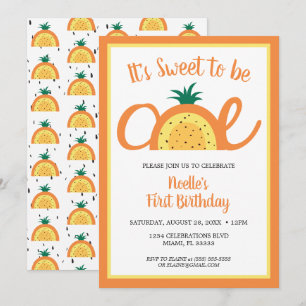 Invitation Arc-en-ciel ananas, doux pour être un, 1er anniver