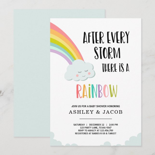 Invitation Arc en ciel après une perte garçon Baby shower Inv (Devant / Derrière)