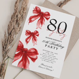 Invitation Arc en Ciel Aquarelle Coquette Noeud 80e Anniversa