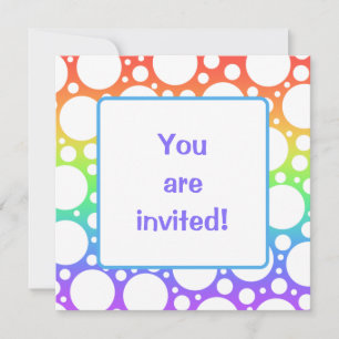 Invitation Arc en ciel avec blanc Pois