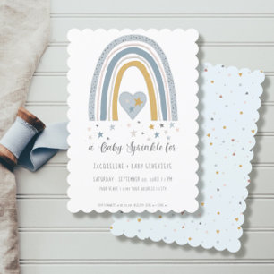Invitation Arc-en-ciel bleu Dusty Baby shower Garçon