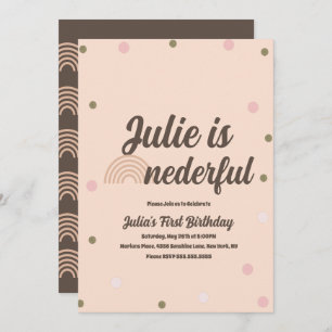 Invitation Arc-en-ciel bohème premier anniversaire Onederday 