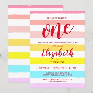 Invitation Arc-en-ciel Broussettes Aquarelle Surprise Anniver