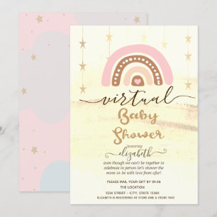 Invitation Arc en ciel, Clouds Stars Baby shower virtuel