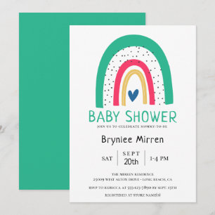Invitation Arc-en-ciel coloré Baby shower illustré