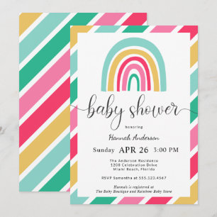 Invitation Arc-en-ciel coloré brillant Baby shower heureux