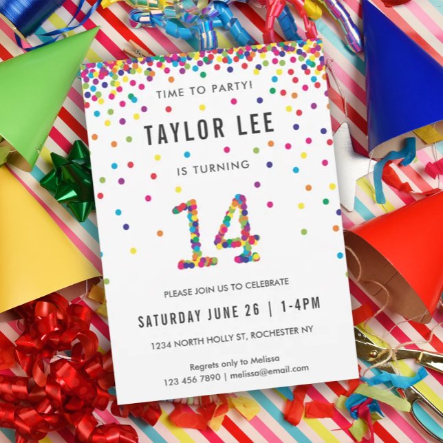 Invitation Arc-en-ciel fête d'anniversaire de 14 ans, 14e ann (Créateur téléchargé)