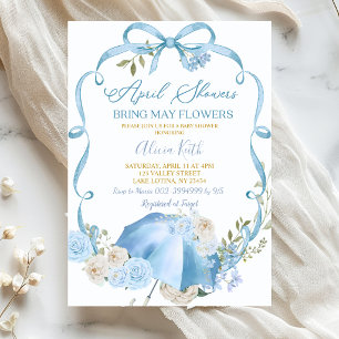 Invitation Arc en ciel floral bleu Coquette Avril Showers