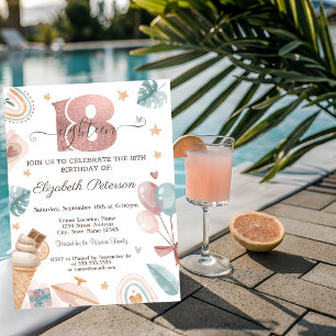 Invitation Arc-en-ciel, glace, ballons Anniversaire 18 ans d'