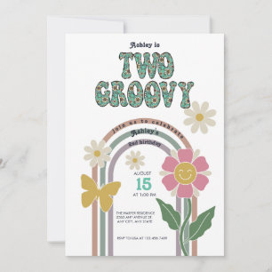 Invitation Arc-en-ciel Groovy 2e anniversaire