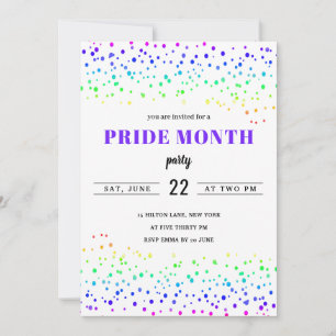 Invitation arc-en-ciel le mois gay parade fun confetti modern